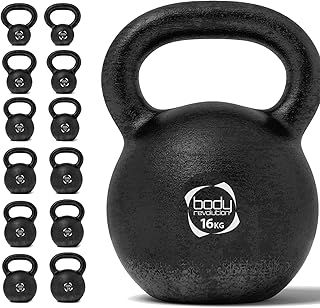 Cast Iron Kettlebell Weight Set - 2kg 4kg 6kg 8kg 10kg 12kg 14kg 16kg 18kg 20kg 24kg 28kg Kettlebells - Cardio, Aerobics & HIIT Kettle Bell Exercise Weights & Gym Equipment