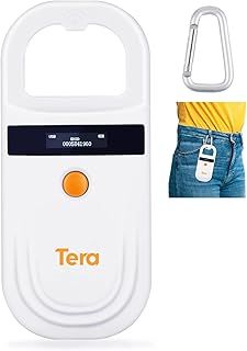 Tera Pet Microchip Reader Scanner RFID Portable Animal Chip ID Scannerw/OLED Display Rechargeable Data Storage Tag Supports EMID FDX-B(ISO11784/85)Dog Cat Pig Animal Management, Orange, One Size
