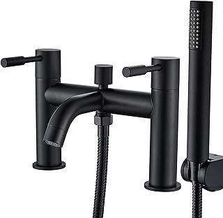 Bath Taps with Shower, NewEast Black Bathroom Shower Tap Tub Mixer Tap Bath Filler Tap