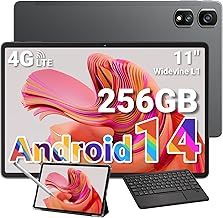 Blackview 11 Inch Tablet Tab16Pro Android 14 Tablet with Sim Card Slot, Pad with Pen/Case16GB RAM 256GB 256GB(TF 2TB), 4GLTE, 5G WiFi,Widevine L1,GPS, OTG,7700mAh,13+8MP_Gray