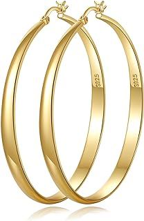 NEVEGE Silver Hoops Earrings for Women Hypoallergenic 925 Sterling Silver Hoop Earrings Thick Large Big Silver Hoop Earrings for Women 25/35/45/55/65mm