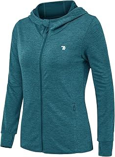 Women's Running Jackets with Thumb Hole,Long Sleeve Gym Sport Zip Up Hoodie Top Breathable Quick-Dry Tops with Zip Side Pocket