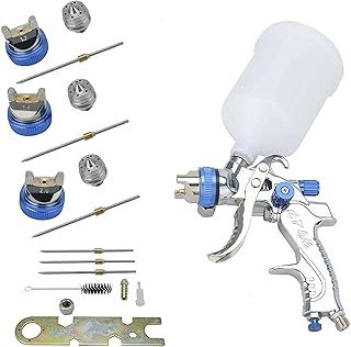 HVLP Spray Gun 600CC Cup Paint Sprayer Airbrush Painting Tool Kit with 3 Nozzle Gravity Feed Air Spray Gun Set for Car Auto Furniture Fence Surface Coating Decorating Air Compressor Tool