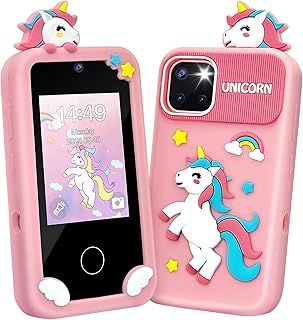 Muiefe Kids Phone for Girls, 2.8 Inch Touchscreen Kids Smart Phone with Dual Camera, 32G Card, Unicorn Toy Mobile Phone Christmas Birthday Gifts for 3 4 5 6 7 8 9 Year Old Girls