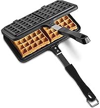 VonShef Stove Top Waffle Iron, Dual Head Die-Cast Aluminium Waffle Maker, Non-Stick Waffle Mould with Stay Cool Handle & Leak Free Closing Latch