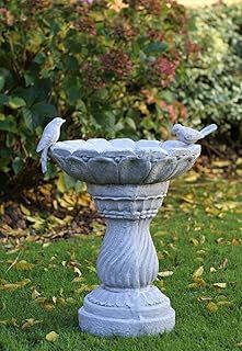 GARDEN ORNAMENT TRADITIONAL BIRD FEEDER OUTDOOR SLATE BIEGE
