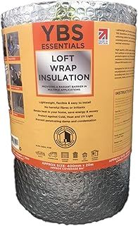 YBS Essentials Loft Wrap Bubble Foil Insulation Roll | 400mm x 20m, 3.5mm Thickness | DIY 3-in-1 Thermal Reflective Insulation