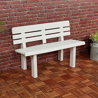 2 Seater Plastic Weatherproof Outdoor Garden Bench Heavy Durable Waterproof Patio Furniture Perfect for Garden Patio Deck or Balcony