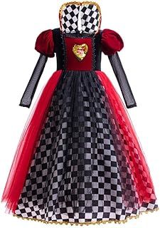 Queen of Hearts Fancy Dress Up Costume Princess Party Outfit for Little Kids Girls Age 4-14 Years, Red and Black