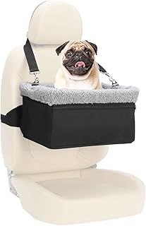 Dog Booster Car Seat for Small Dogs,Elevated Dog Booster Seat for Dog up to 9kg,Puppy Car Seat, Dog Lookout Pet Car Seat for Front/BackSeat
