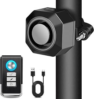 Cruxer Bike Alarm with Mount,USB Rechargeable Wireless Anti-Theft Vibration Alarm,110db Volume and Sensitivity Adjustable Sensor Burglar System with Remote for Motorcycle Mobility Scooter Caravan
