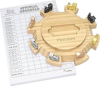 Mexican Train Dominoes Accessory Set-Including a Wooden Dominoes Hub Centerpiece for 8 Players, 12 Metal Train Markers, and a 70-Sheet Score Pad