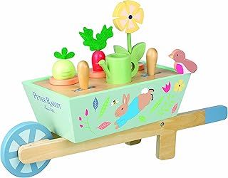 Peter Rabbit Wheelbarrow Toy - Kids Wooden Toddler Garden Toys, Pretend Play - Childrens Toy Tools, Indoor Outdoor Gardening Set, Girls Boys - Official Licensed Peter Rabbit Gifts by Orange Tree Toys