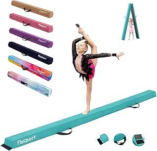 FBSPORT 240 CM/270CM /300cm Balance Beam Gymnastics Balance Beam for Kids, Floor Balance Beam with Carry Handles, Folding Gymnastics Beam Flocked Cloth for Training Foldable Floor Balance Beam