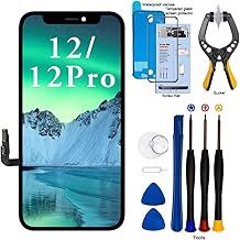 EFaith for iPhone 12/12 Pro Screen Replacement LCD Full HD Touch Display Digitizer Frame Assembly with Repair Tool,Adhesive Tempered Glass for Model A2403,A2172,A2402,A2404 (for iPhone 12/12 Pro)