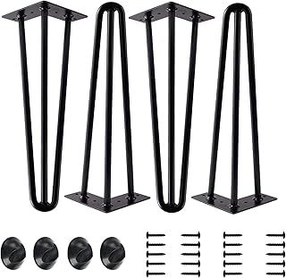 wyewye 16inch Hairpin Legs Black, Furniture Legs 40cm Coffee Table Legs, DIY 3 Rod Modern Furniture Legs, Mid-Century Style