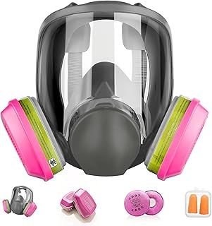 Full Face Respirator Mask, Reusable Respirator Mask with Filters, 6800 Anti Fog Gas Dust Masks for Sanding, Spray, Welding, Paint, Cutting, Polishing, Chemicals and Other Work Protection