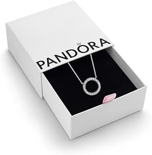 Pandora Signature Women's Sterling Silver Circle of Sparkle Cubic Zirconia Pendant Necklace, 45cm