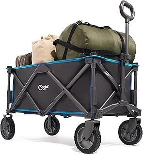 Portal Festival Camping Trolley Cart with Wheels Folding Garden Beach Wagon Foldable Pull along Trolley 100KG Trailer Collapsible with Removable Fabric for Picnic Transport Outdoor