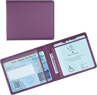 OFFCUP Disabled Badge and Timer Holder, PU Leather Disabled Badge Holder Wallet Protector, Blue Badge Timer Holder ProtectorHologram Safe Disabled Badge Holder (Purple)