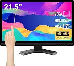 Pisichen Touchscreen Monitor 21.5 Inch Full HD 1920x1080P 10-Point Multi Touch Screen PC Monitor with HDMI VGA USB Port, Built-in Speakers