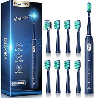 Sonic Electric Toothbrush for Adults & Kids - Rechargeable with 9 Reminder Heads, 5 Cleaning Modes, 2-Minute Timer, 40000 VPM (Blue)