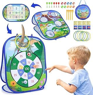 5 in 1 Portable Bean Bags Toss Games, Ring Toss Games for Kids, Outdoor Toys Games Garden Toys Birthday Party Supplies 30 Pcs Combo Set