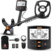 SUNPOW Metal Detector for Adults Professional, High-Tech with DSP Chip and Structure, 3 Pieces Custom, 30cm Waterproof Coil, 2 x LCD Display, 5 Modes, Adjustable Length (50 cm - 150 cm), Stable Spiral
