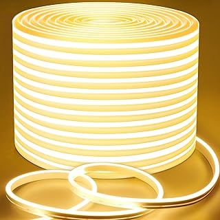 Lamomo LED Strip Light 20M, Warm White Dimmable Neon Light Strip, 24V Waterproof Led Rope Light, 3000K Silicone DIY Flexible Led Lights for Bedroom, Indoor, Outdoor Decor