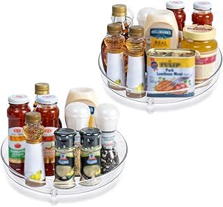Lazy Susan Turntable, 2 Pack 9IN/23.5CM Fridge Organisers Storage, 60°Rotating Cupboard Organizers, Clean Spice Rack for Kitchen Cabinet Table Pantry