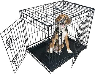 Ellie-Bo Black Standard Medium 30-inch Folding 2-Door Dog Cage/Crate with Metal Tray