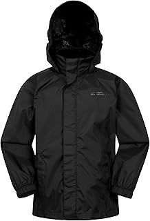 Mountain Warehouse Pakka Kids Waterproof Jacket - Wind Resistant, Lightweight,Breathable Rain Coat for Girls & Boys, Packaway Bag - For Rain, Autumn, Winter