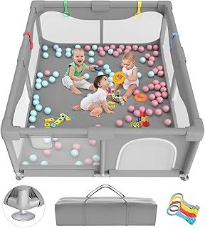 Baby Playpen, 180X150cm Extra Large Play Pen Babies and Toddlers with Impact Foam and Breathable Mesh, All-Around Safety for Baby, Perfect for Indoor & Outdoor