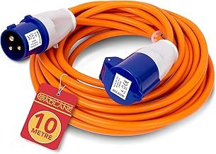 10M Extension Lead - Heavy Duty Caravan Hook Up Cable, 16 Amp Cable 240V Camping Extension Lead, High Visibility, Orange Mains Power Cable - Ideal for Campervans & Motorhomes (10 Metres)
