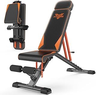 naspaluro Weight Bench Adjustable, Full Body Exercise Folding Fitness Workout Bench with 7 Positions, Exercise Bench for Weight Lifting & Sit Up Abdominal Supine Board Flat Home Gym