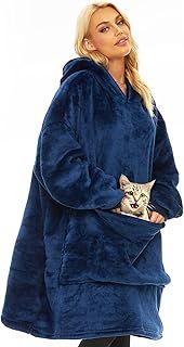 Wearable Blanket Hoodie for Adults Women Men,Oversized Soft Warm Sherpa Fleece Hoodie with Pets Giant Pocket