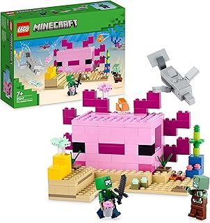 LEGO Minecraft The Axolotl House Set, Buildable Underwater Base with Diver Explorer, Zombie plus Dolphin and Puffer Fish Figures, Adventure Toys for Kids, Girls, Boys Aged 7 Plus 21247