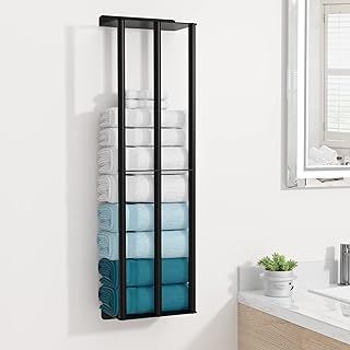 Towel Racks for Bathroom, Towel Storage Wall Mounted, Rolled or Folded Towel Holder with 3 Bars, Sturdy and Large Capacity, Matte Black, Suitable for Bathe Towels and Hand Towels