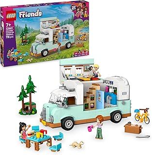 LEGO Friends Friendship Camper Van Adventure Set, Vehicle Building Toy with 3 Character Mini Dolls and Ferret Animal Figure for Fun Role Play, Birthday Gift for 7 Plus Year Old Girls 42663
