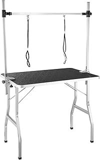 Dog Grooming Table with Height-Adjustable Grooming Arm & 2 Rotatable Slings, Foldable Pet Grooming Table with Non-Slip Surface, Sturdy Frame & 60 kg Load Capacity for Dogs, Cats & Other Pets