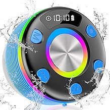OYIB Bluetooth Shower Speaker, Portable Bluetooth Speaker with 360° Surround Sound, RGB Lights, Built-in Mic, IPX7 Waterproof Wireless Speaker with Suction Cup for Party/Outdoor/Bathroom/Travel Blue