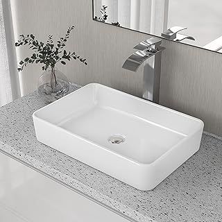 Bathroom Sink, DeerValley Ceramic Countertop Basin Rectangular Vessel Sink, 50.5 x 34 x 11cm Washbasin for Bathroom Cloakroom (White, DV-1V032)