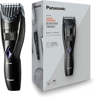 Panasonic ER-GB37 Wet & Dry Electric Beard Trimmer for Men with 20 Cutting Lengths, Standard UK 3pin plug, Black, 40 min usage