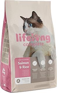 Amazon Brand - Lifelong - Complete Dry Cat Food with Salmon & Rice for Adult Cats, 1 Pack of 10 kg