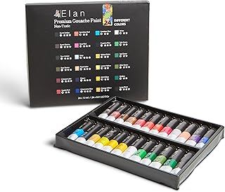 Elan Professional Gouache Paint Set, 24 Gouache Paint Tubes 12ml, Mini Paint Set for Adults, Gouache Paint for Canvas, Professional Paint Set Non Toxic, Mini Paints, Gouache Painting for Adults
