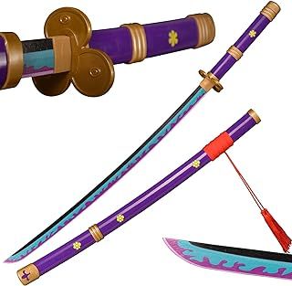 Roronoa Zoro Wooden Katana, Purple Anime Cosplay Sword - 100 cm
