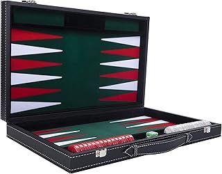 Engelhart - 250511 - Luxury 18" Backgammon Set - Inlaid velvet - leatherette exterior