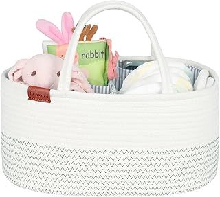Febzoce Baby Nappy Caddy Organiser, Diaper Changing Bag Newborn Shower Gift Basket 38 x 26 x 18 cm, Black Line
