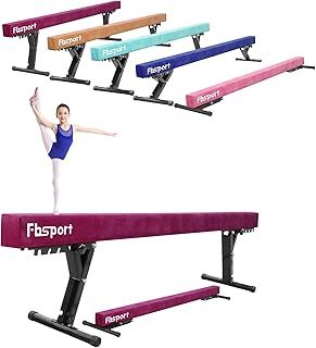 FBSPORT 244CM Adjustable Gymnastic Balance Beam,5 heights Adjustable High and Low Level Floor Beam Highly Stable Gym Practice Training Equipment for Kids