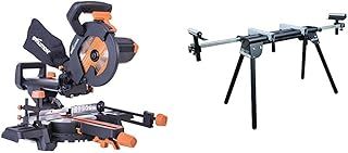 Evolution Power Tools R210SMS+ Multi-Material Sliding Mitre Saw with Plus Pack, 230 V, 210 mm and Mitre Saw Stand with Extensions